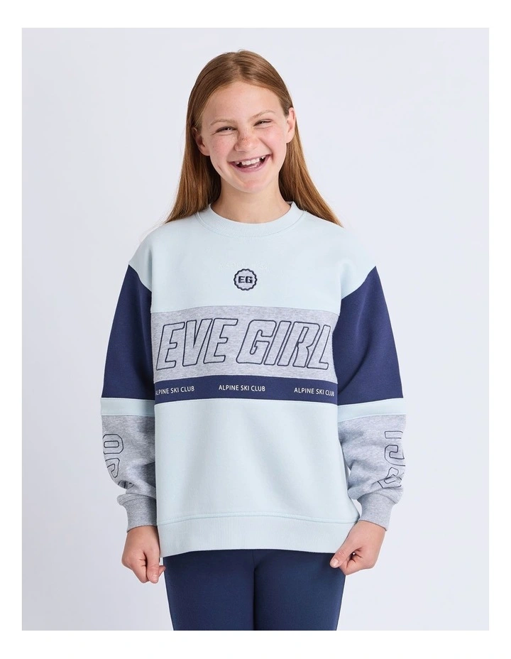 Alpine Panelled Crew Neck Sweat Top (8 - 16 Years) in Light Blue image 1