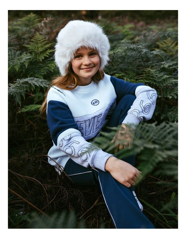 Alpine Panelled Crew Neck Sweat Top (8 - 16 Years) in Light Blue image 3