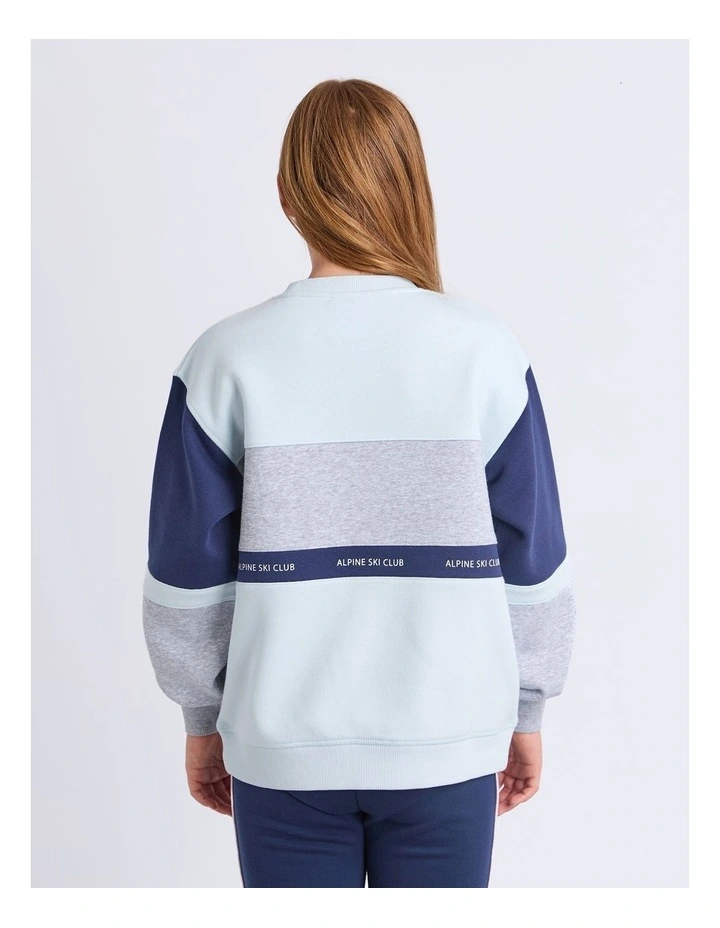 Alpine Panelled Crew Neck Sweat Top (8 - 16 Years) in Light Blue image 4