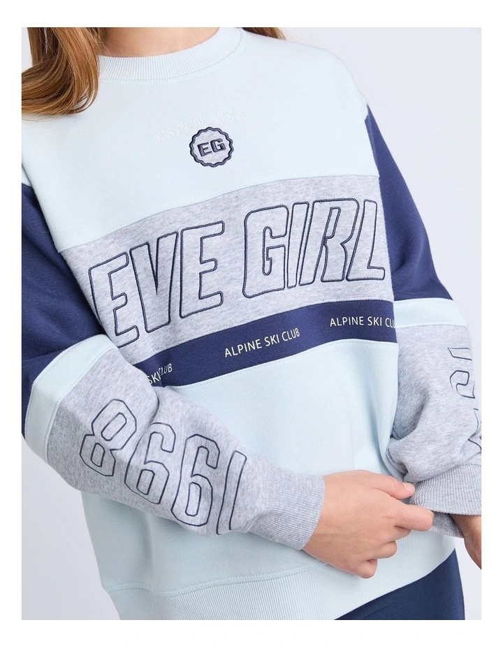 Alpine Panelled Crew Neck Sweat Top (8 - 16 Years) in Light Blue image 6