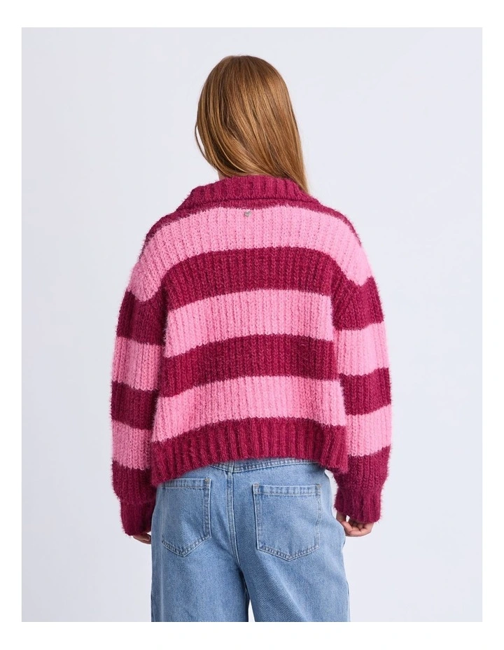 Daria 1/4 Zip Knit Top (8 - 16 Years) in Cranberry image 4