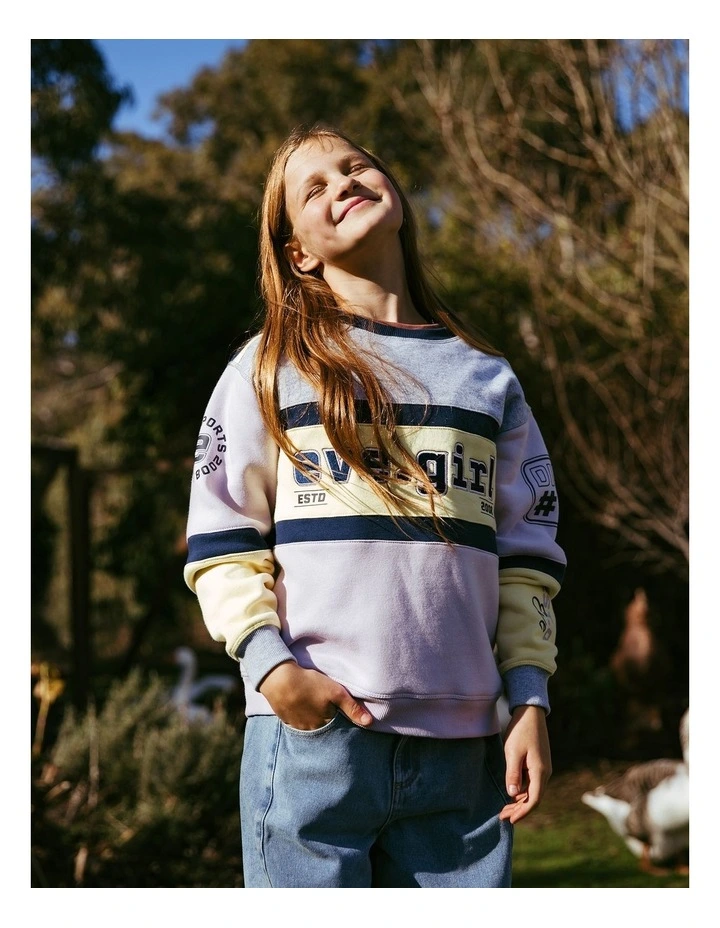 Division Panelled Crew Neck Sweat Top (8 - 16 Years) in Lilac image 2