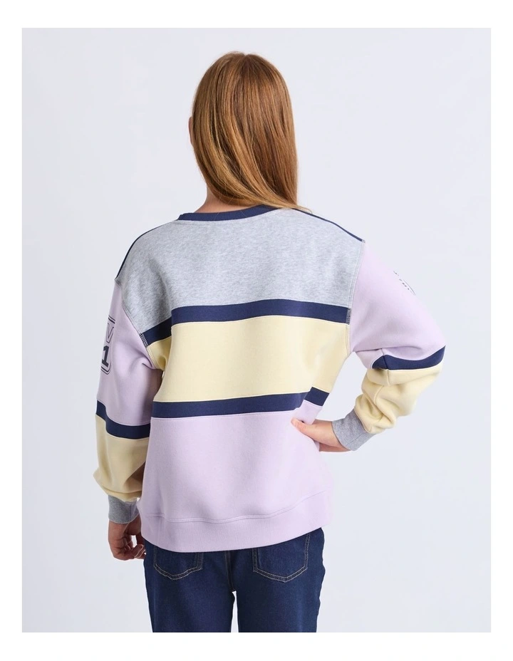 Division Panelled Crew Neck Sweat Top (8 - 16 Years) in Lilac image 4