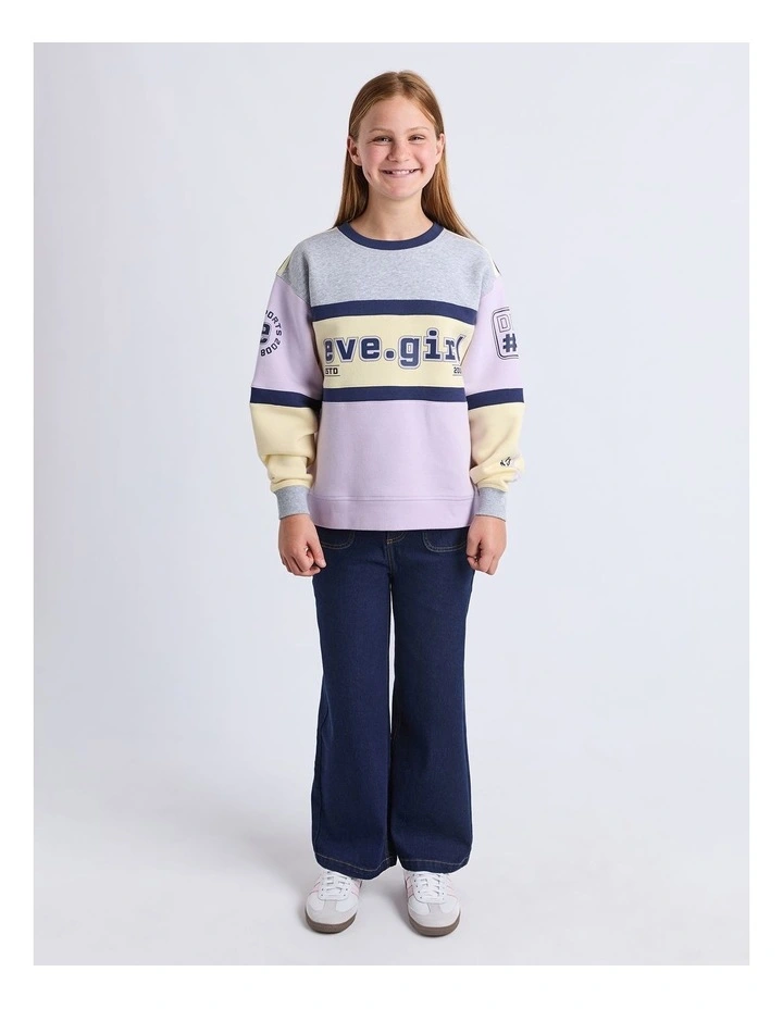 Division Panelled Crew Neck Sweat Top (8 - 16 Years) in Lilac image 5