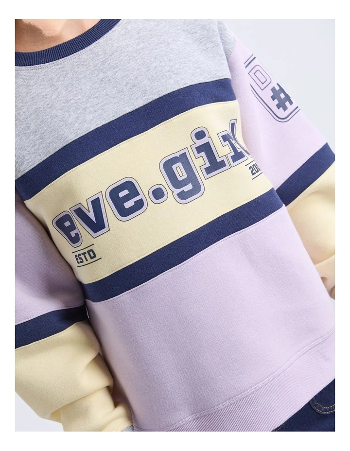 Division Panelled Crew Neck Sweat Top (8 - 16 Years) in Lilac image 6
