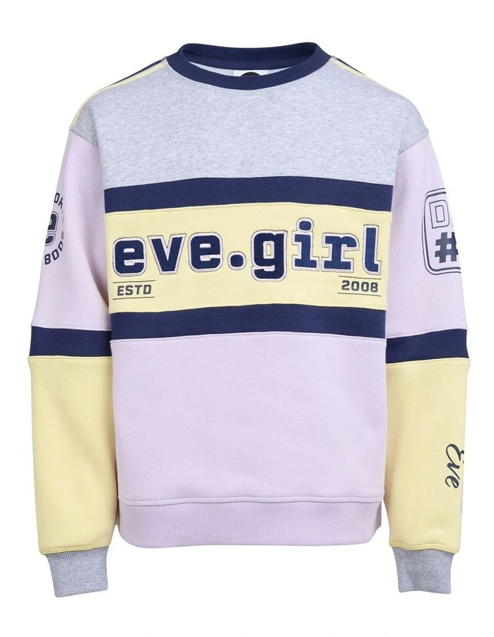 Division Panelled Crew Neck Sweat Top (8 - 16 Years) in Lilac image 7