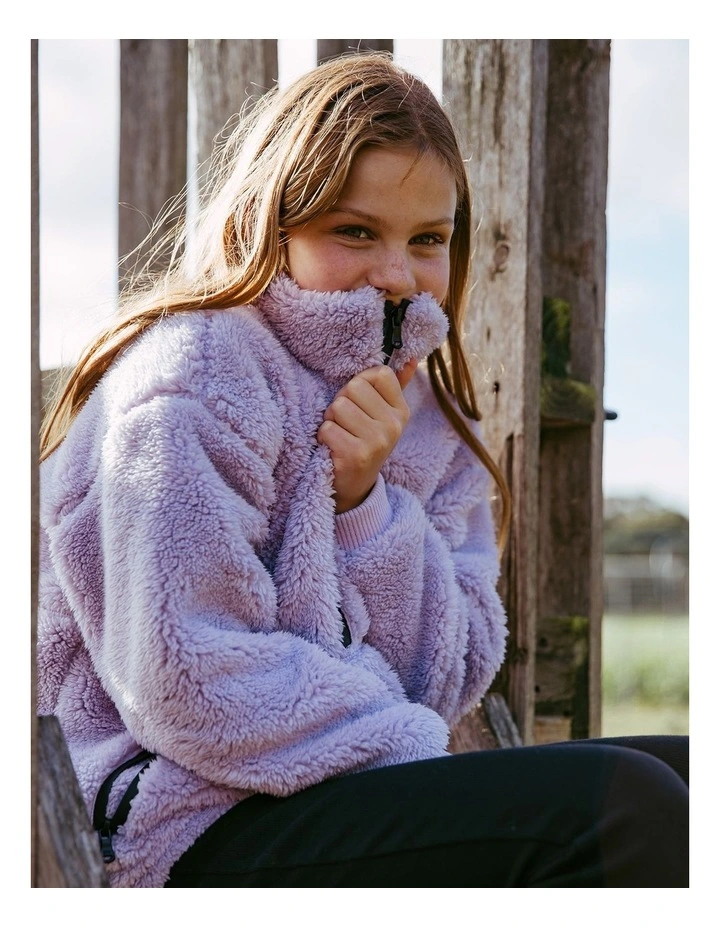 Cozy Quarter Zip Teddy Jumper (8 - 16 Years) in Lilac image 2