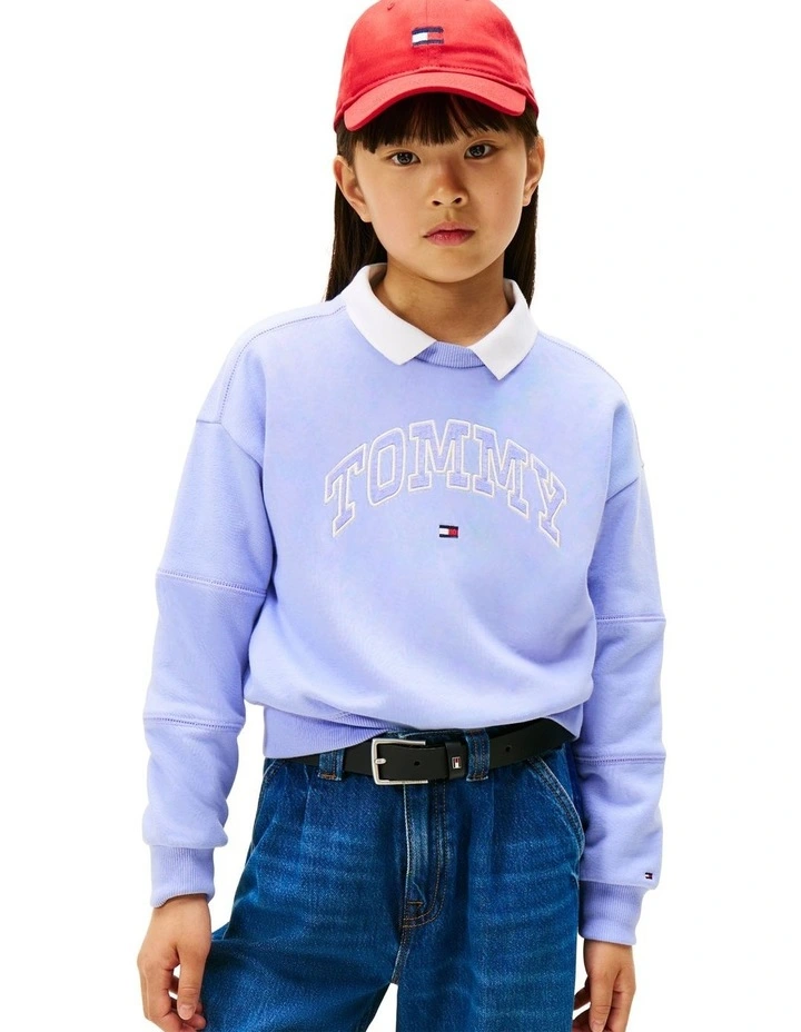 Varsity Logo Appliqu Relaxed Sweatshirt (8-16 Years) in Blue image 1
