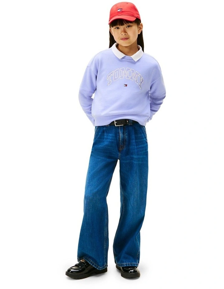 Varsity Logo Appliqu Relaxed Sweatshirt (8-16 Years) in Blue image 4