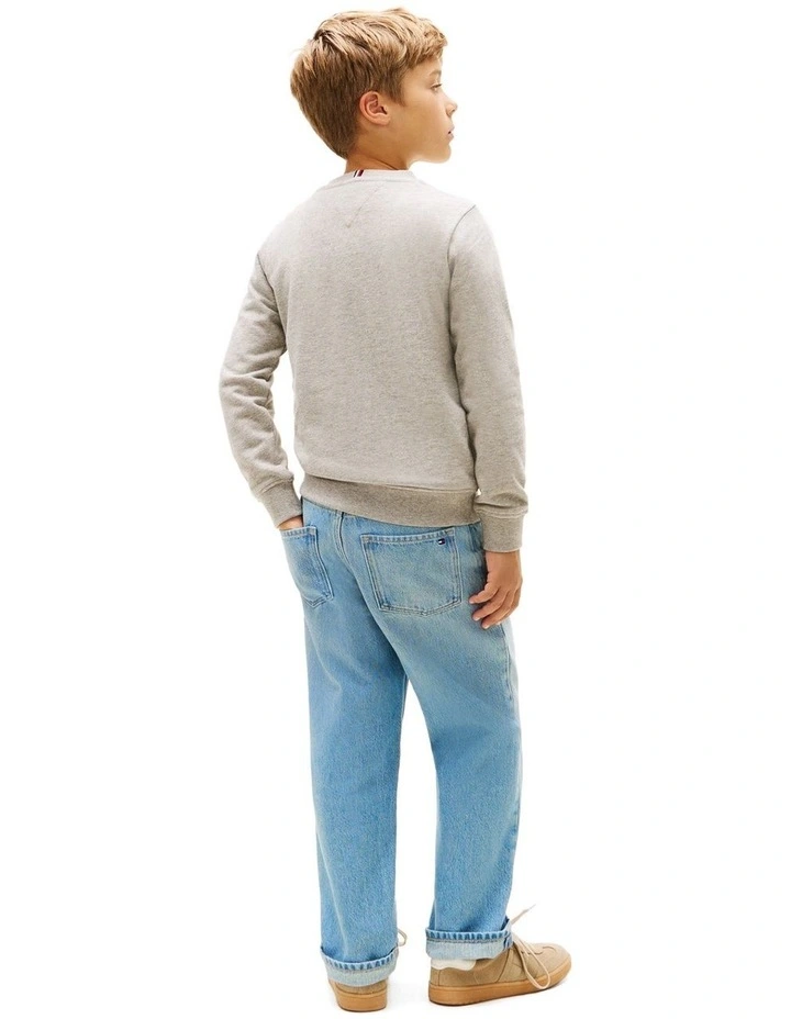 Faded Logo Print Crew Neck Sweatshirt (8-16 Years) in Grey image 2