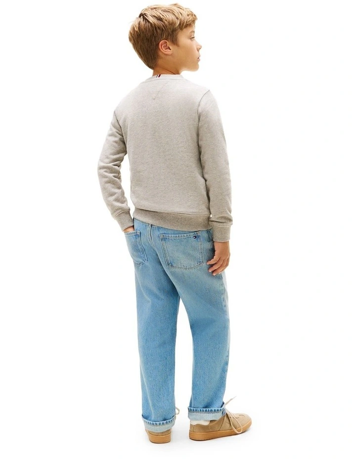 Faded Logo Print Crew Neck Sweatshirt (3-7 Years) in Grey image 2