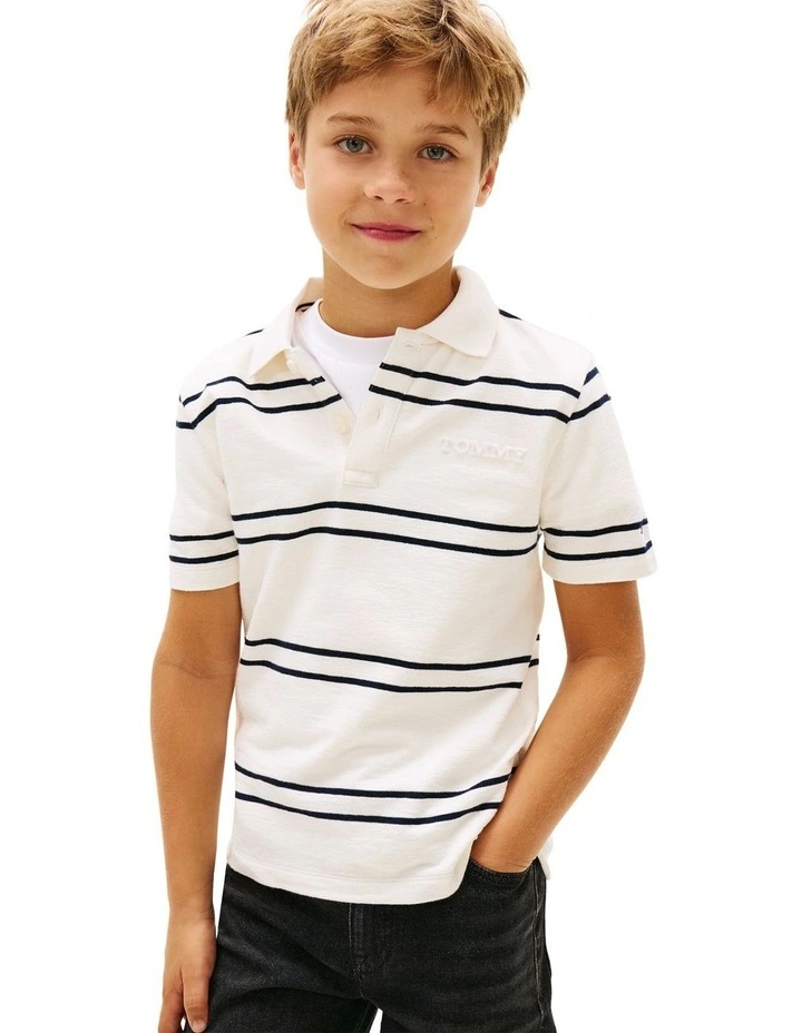 Embossed Graphic Polo Shirt (3-7 Years) in Beige image 1