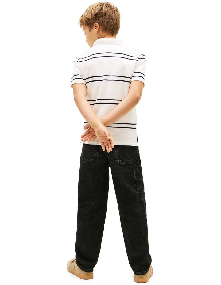 Embossed Graphic Polo Shirt (3-7 Years) in Beige image 2