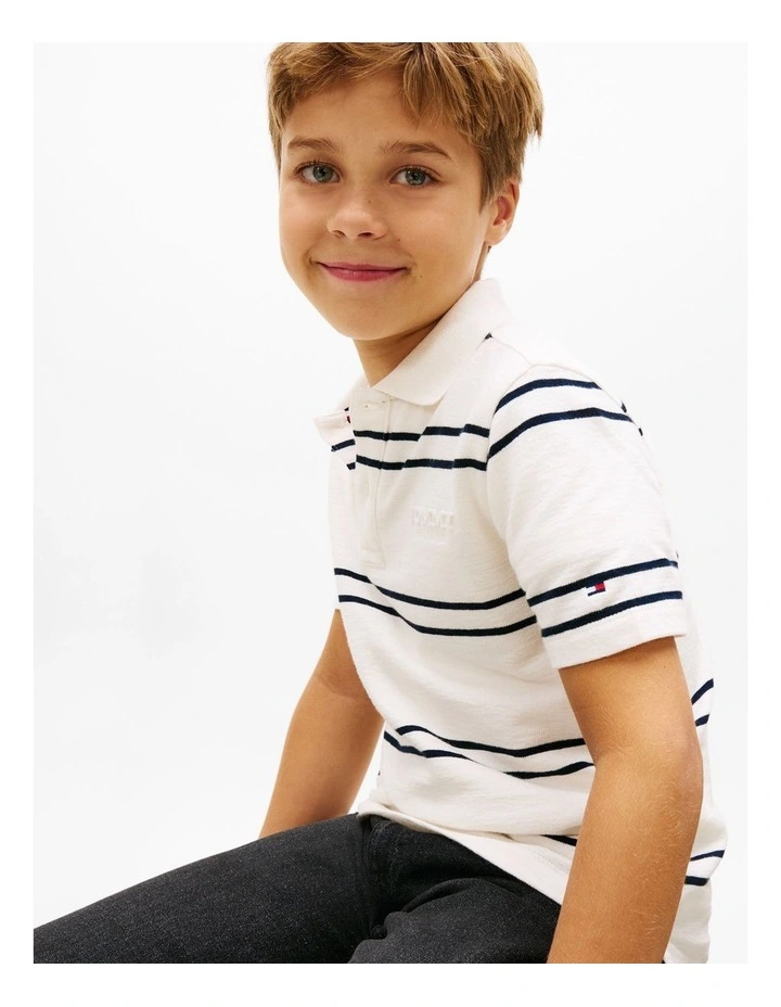 Embossed Graphic Polo Shirt (3-7 Years) in Beige image 3