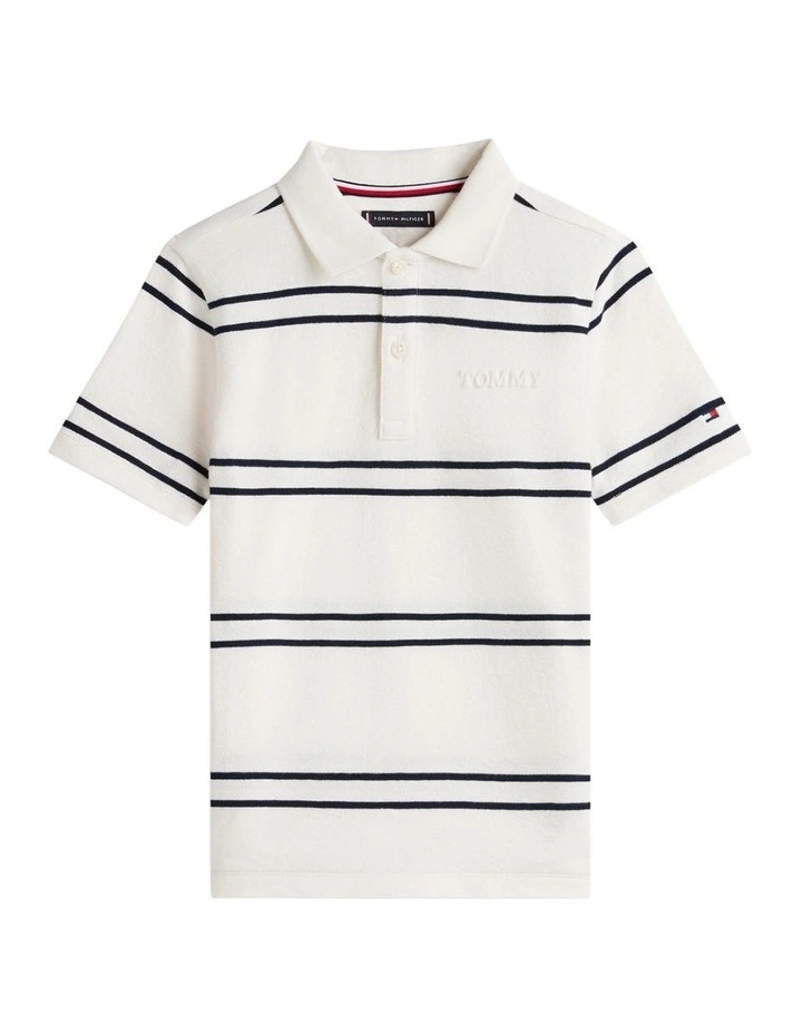 Embossed Graphic Polo Shirt (3-7 Years) in Beige image 5