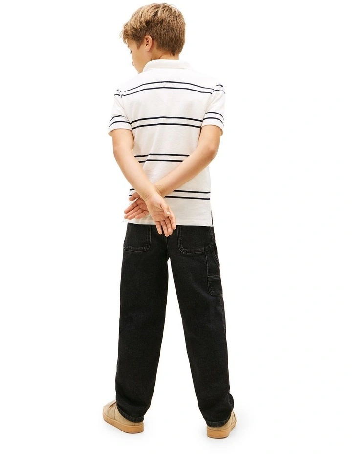 Embossed Graphic Polo Shirt (8-16 Years) in Beige image 2