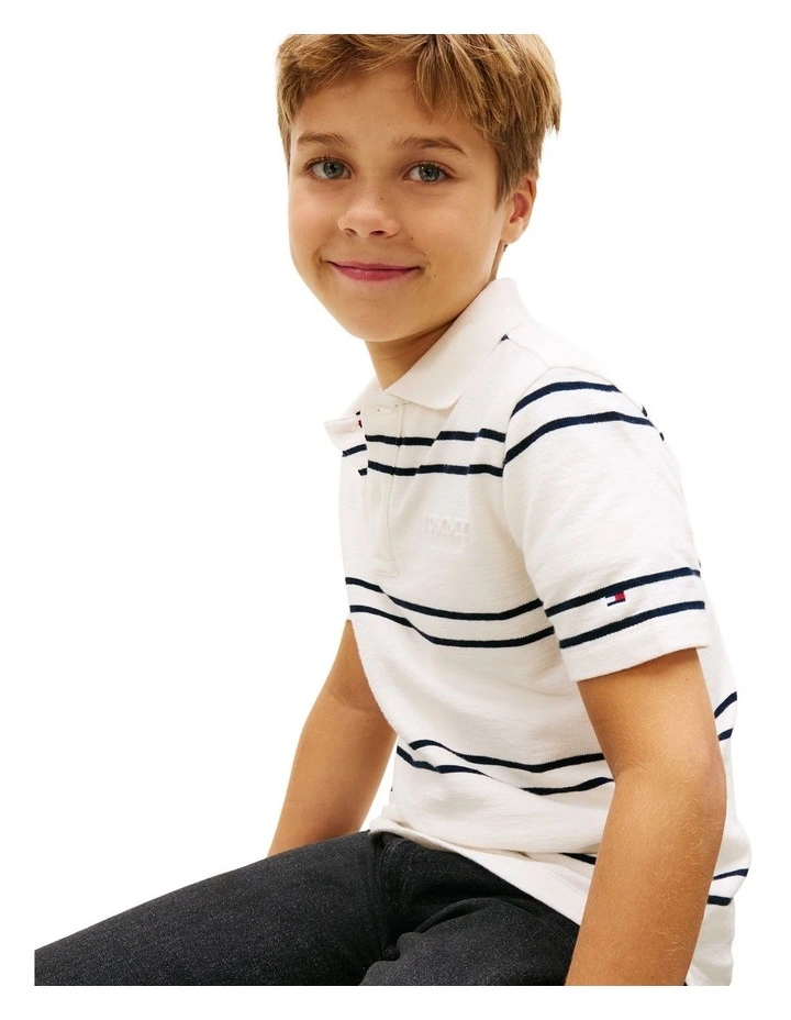 Embossed Graphic Polo Shirt (8-16 Years) in Beige image 3