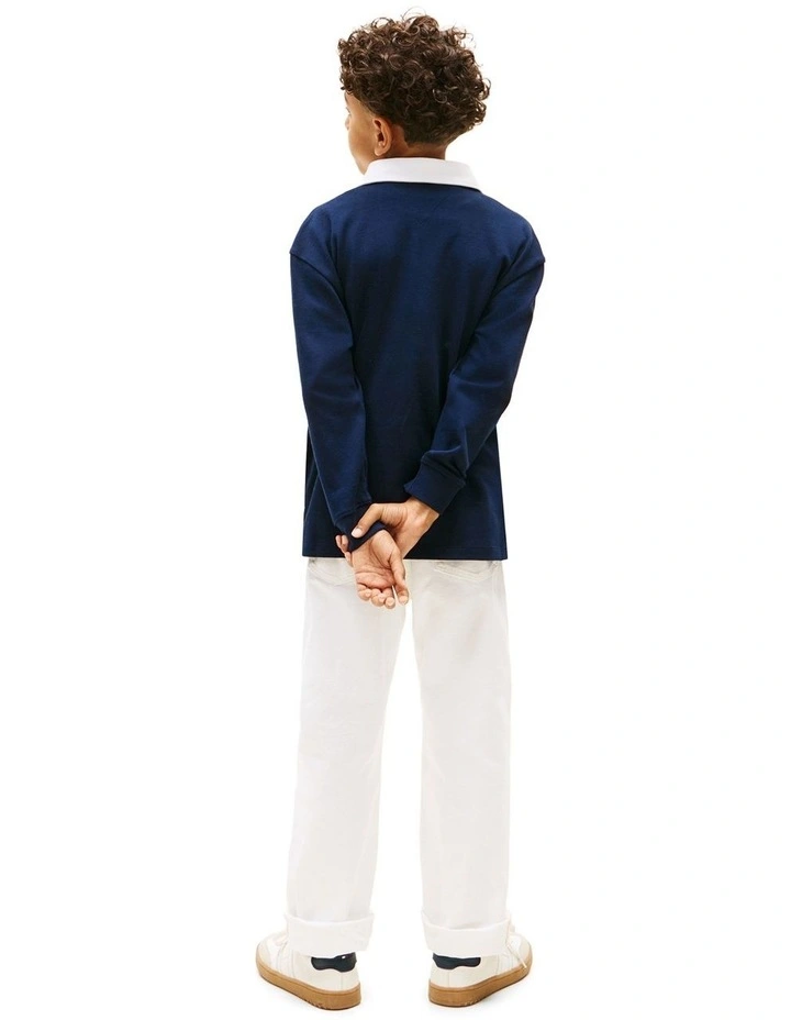 Heritage Colour-Blocked Flag Long Sleeve Polo Shirt (3-7 Years) in Blue image 2