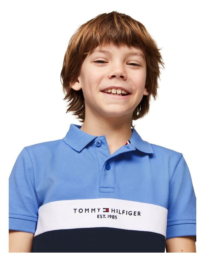 Boys 3-7 TH Established Colour-Blocked Regular Polo in Blue image 3
