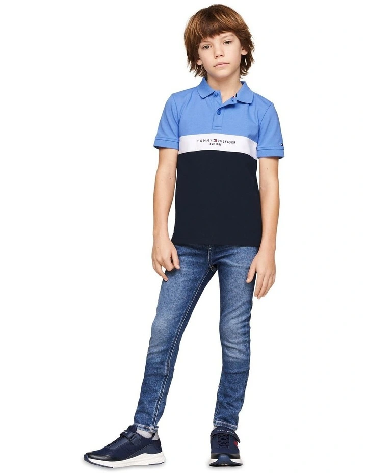 Boys 3-7 TH Established Colour-Blocked Regular Polo in Blue image 4
