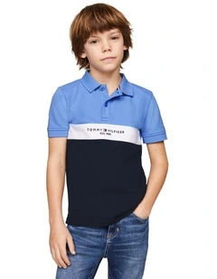 Boys 8-16 TH Established Colour-Blocked Regular Polo in Blue