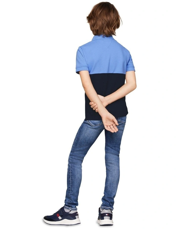 Boys 8-16 TH Established Colour-Blocked Regular Polo in Blue image 2