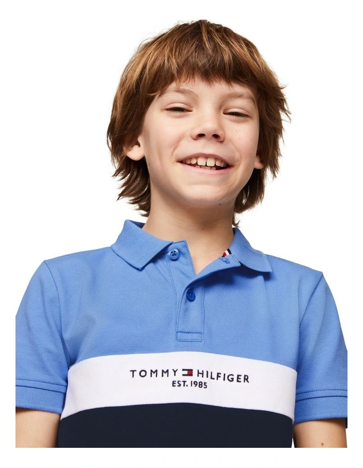 Boys 8-16 TH Established Colour-Blocked Regular Polo in Blue image 3