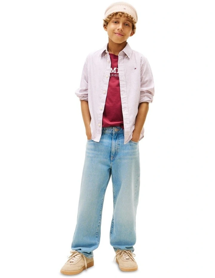 Boys 3-7 Flex Ithaca Stripe Shirt in Red image 4