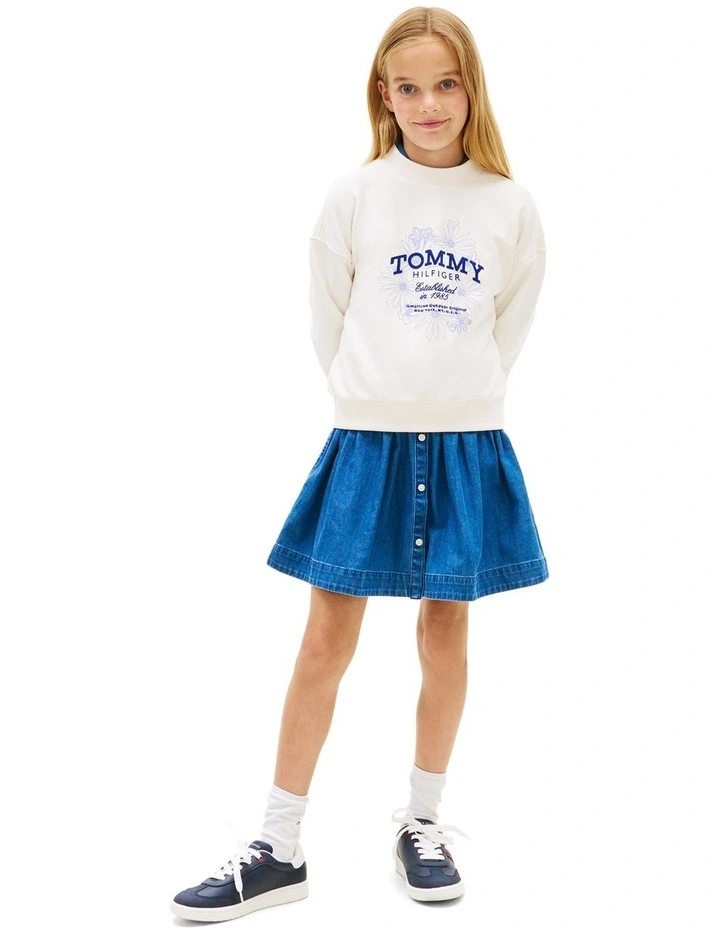 Flock Logo Terry Crew Neck Sweatshirt (8-16 Years) in White image 3