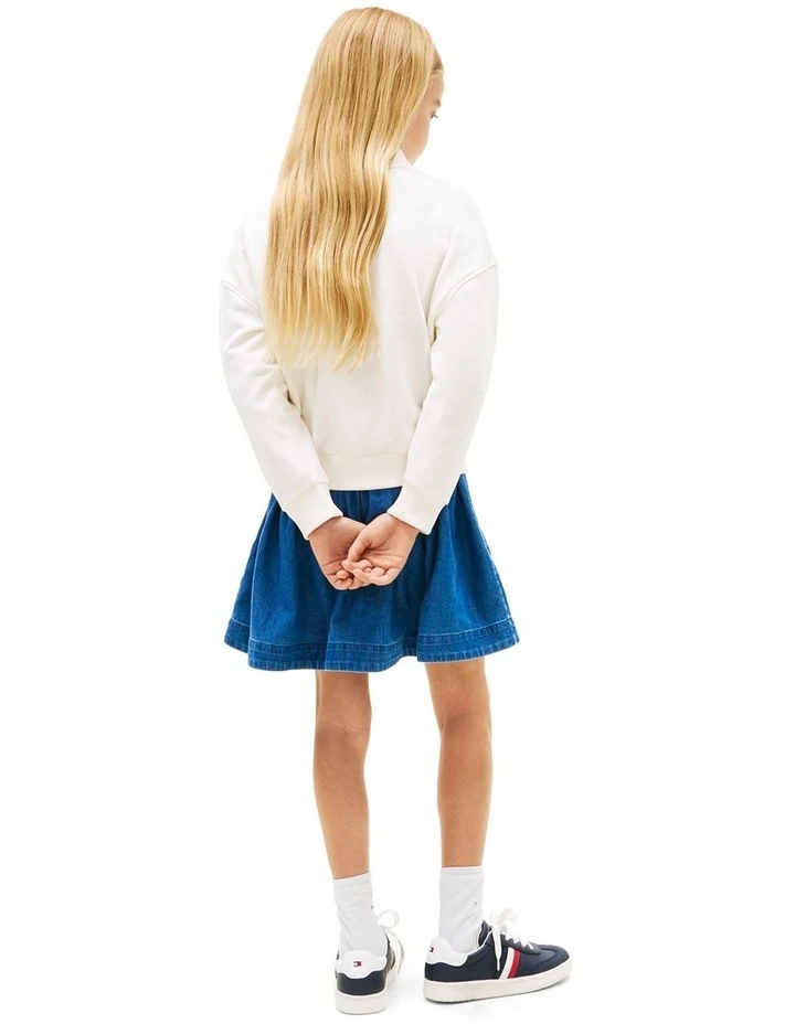 Flock Logo Terry Crew Neck Sweatshirt (8-16 Years) in White image 4