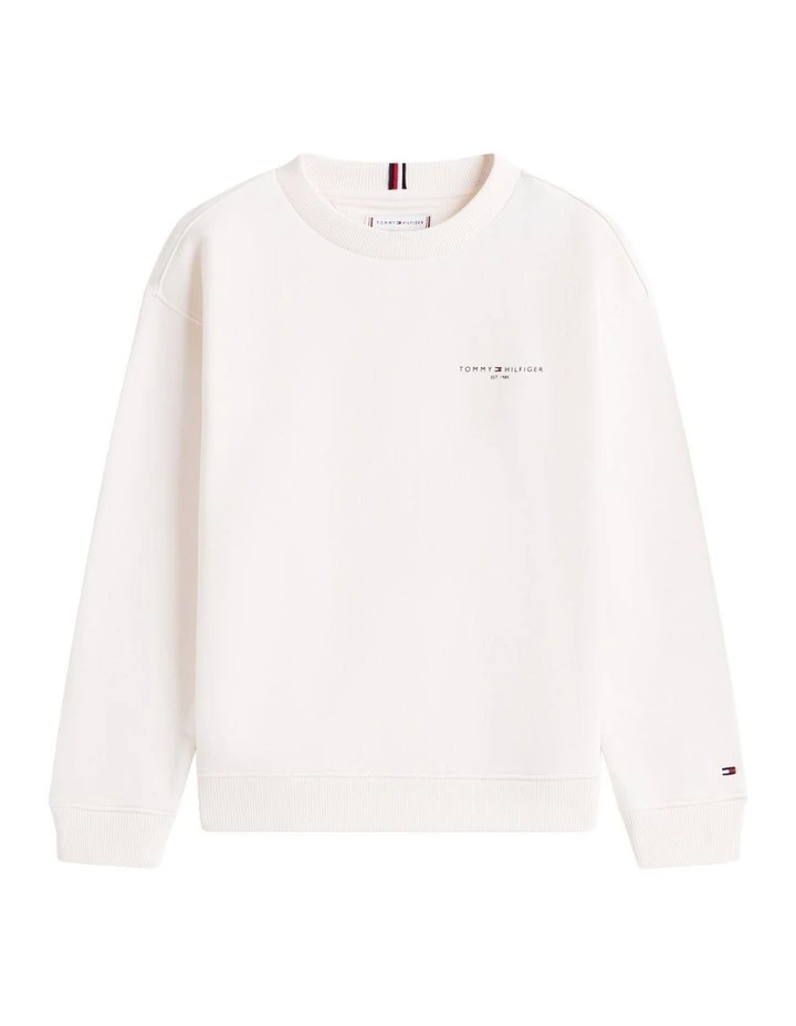 Brushed Fleece Logo Sweatshirt (3-7 Years) in White image 1