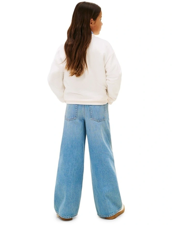 Brushed Fleece Logo Sweatshirt (3-7 Years) in White image 2