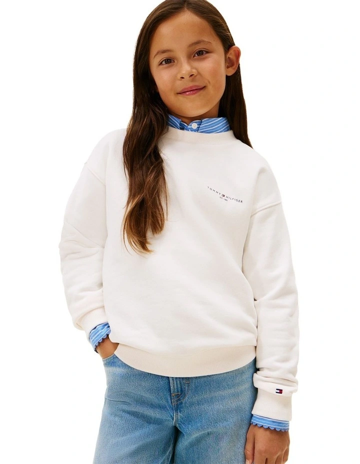 Brushed Fleece Logo Sweatshirt (3-7 Years) in White image 5