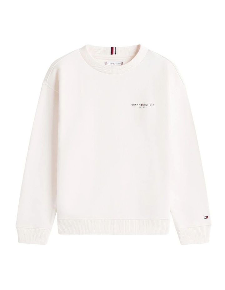 Brushed Fleece Logo Sweatshirt (8-16 Years) in White image 1
