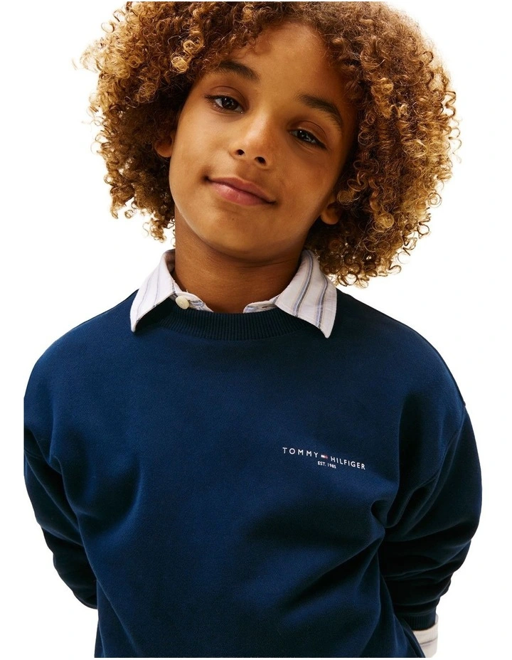 Brushed Fleece Logo Sweatshirt (3-7 Years) in Blue image 3