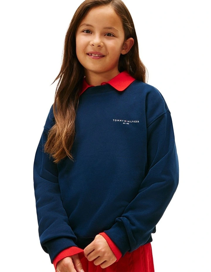 Brushed Fleece Logo Sweatshirt (3-7 Years) in Blue image 6