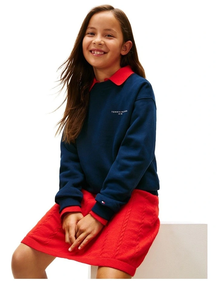 Brushed Fleece Logo Sweatshirt (3-7 Years) in Blue image 7