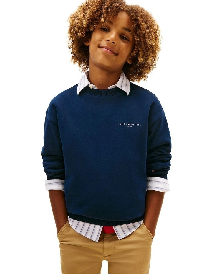 Brushed Fleece Logo Sweatshirt (8-16 Years) in Blue image 5
