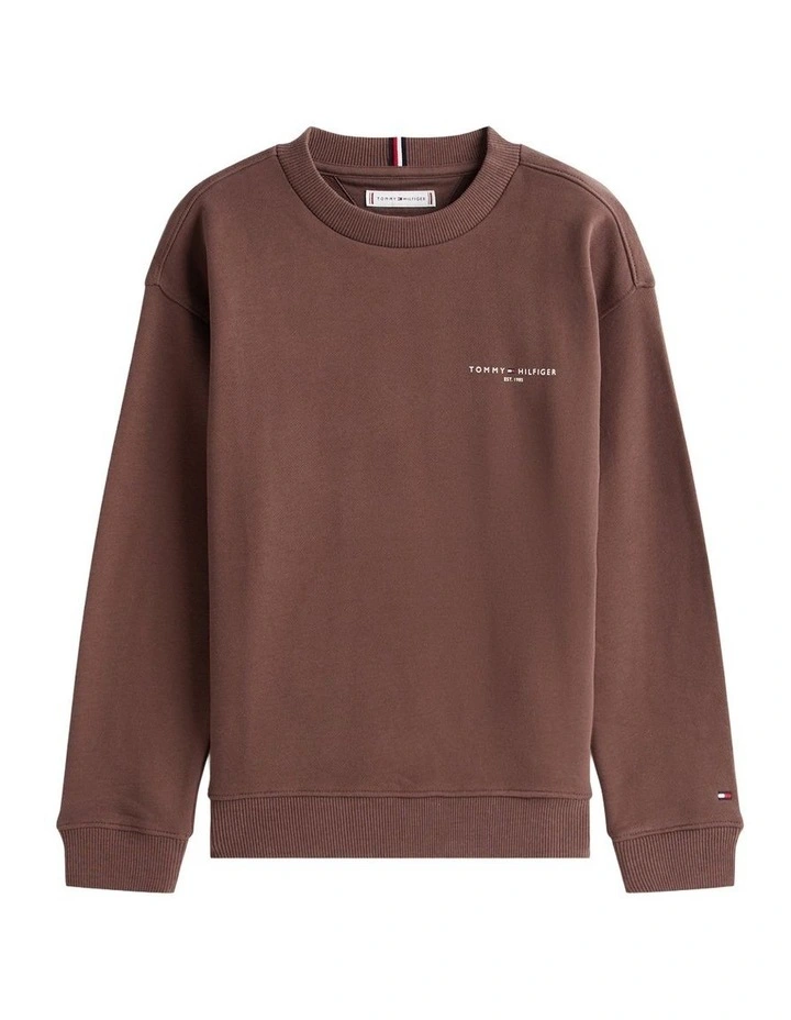 Brushed Fleece Logo Sweatshirt (8-16 Years) in Brown image 1