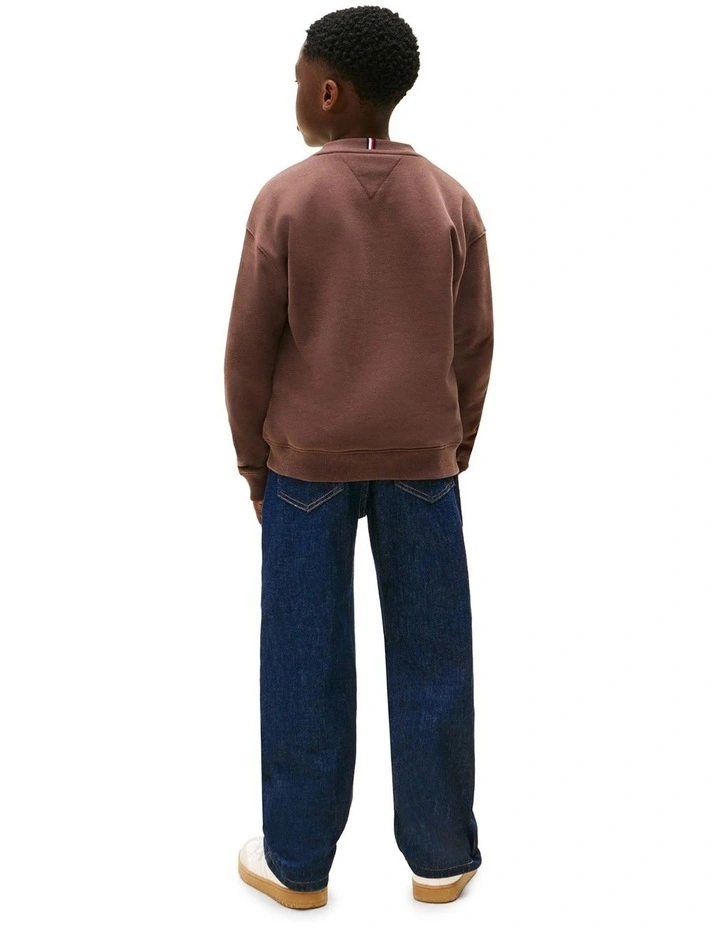 Brushed Fleece Logo Sweatshirt (8-16 Years) in Brown image 2