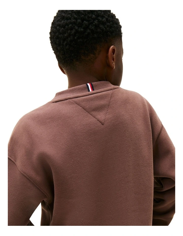 Brushed Fleece Logo Sweatshirt (8-16 Years) in Brown image 3