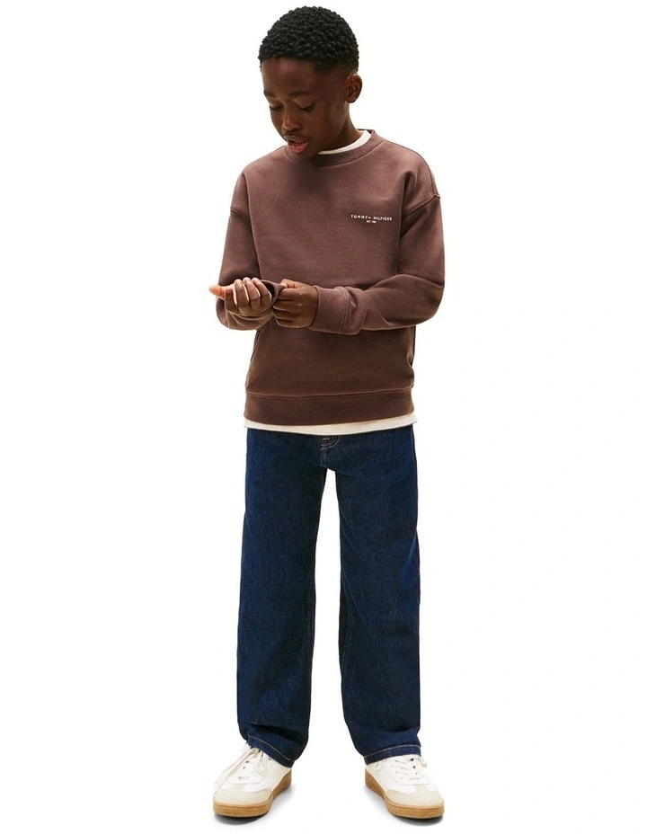 Brushed Fleece Logo Sweatshirt (8-16 Years) in Brown image 4