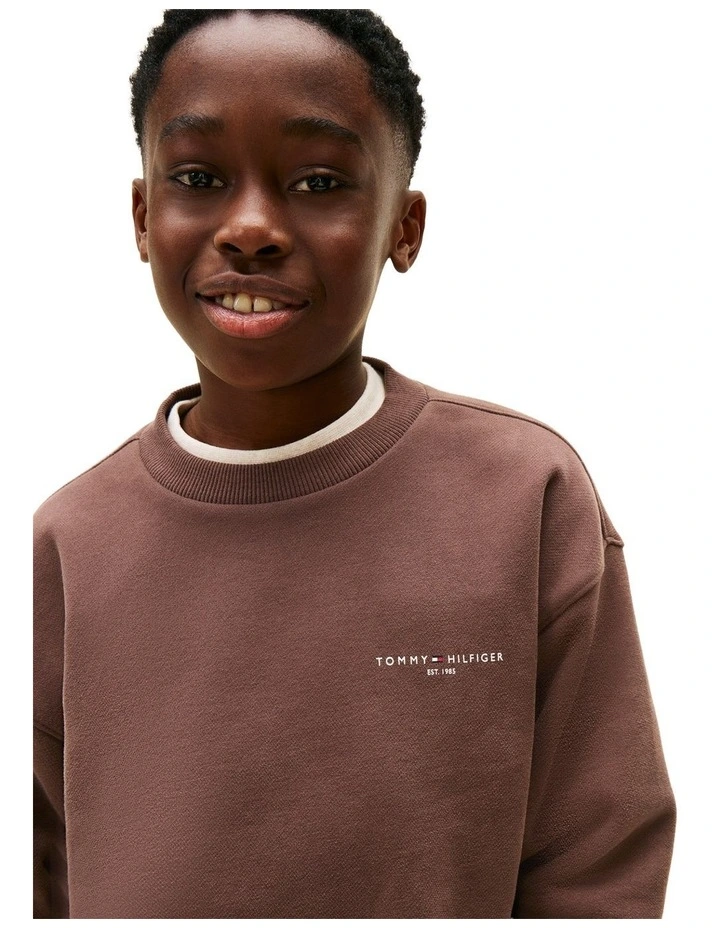 Brushed Fleece Logo Sweatshirt (8-16 Years) in Brown image 5