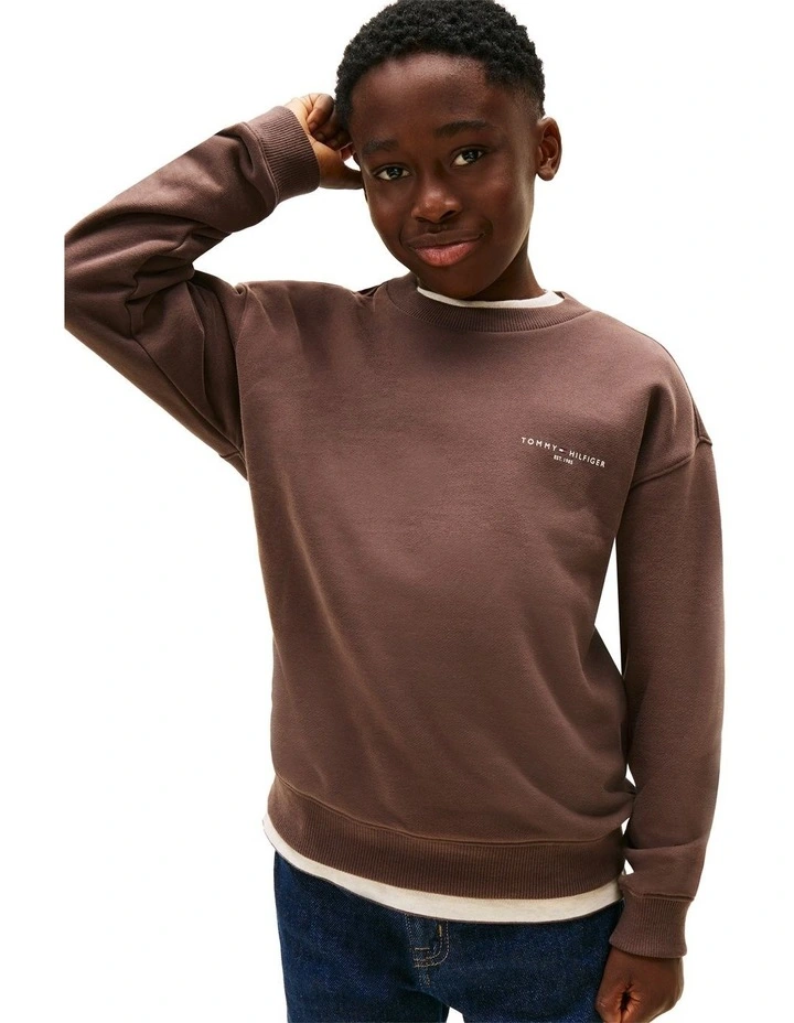 Brushed Fleece Logo Sweatshirt (8-16 Years) in Brown image 6