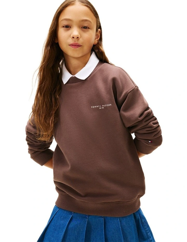 Brushed Fleece Logo Sweatshirt (8-16 Years) in Brown image 7