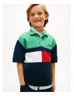 Boys Colour-Blocked Pique Polo Shirt (8-16 Years) in Green