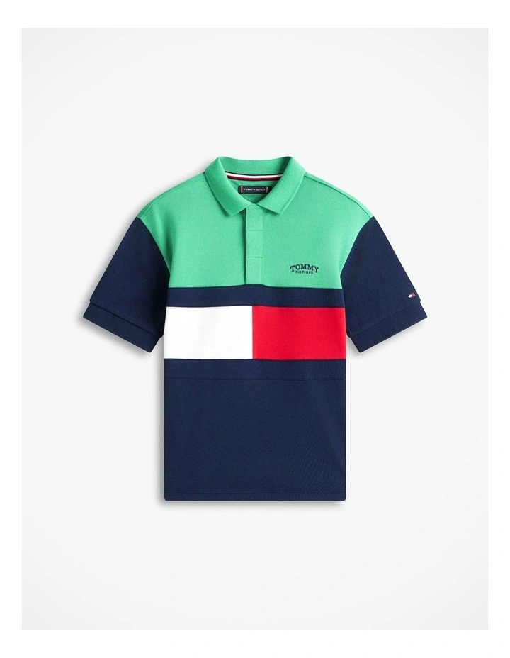 Boys Colour-Blocked Pique Polo Shirt (8-16 Years) in Green image 5