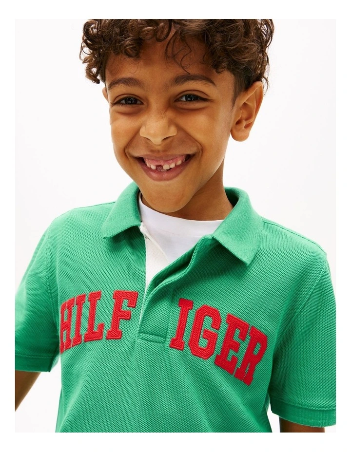 Boys Regular Fit Textured Polo Shirt (8-16 Years) in Green image 2