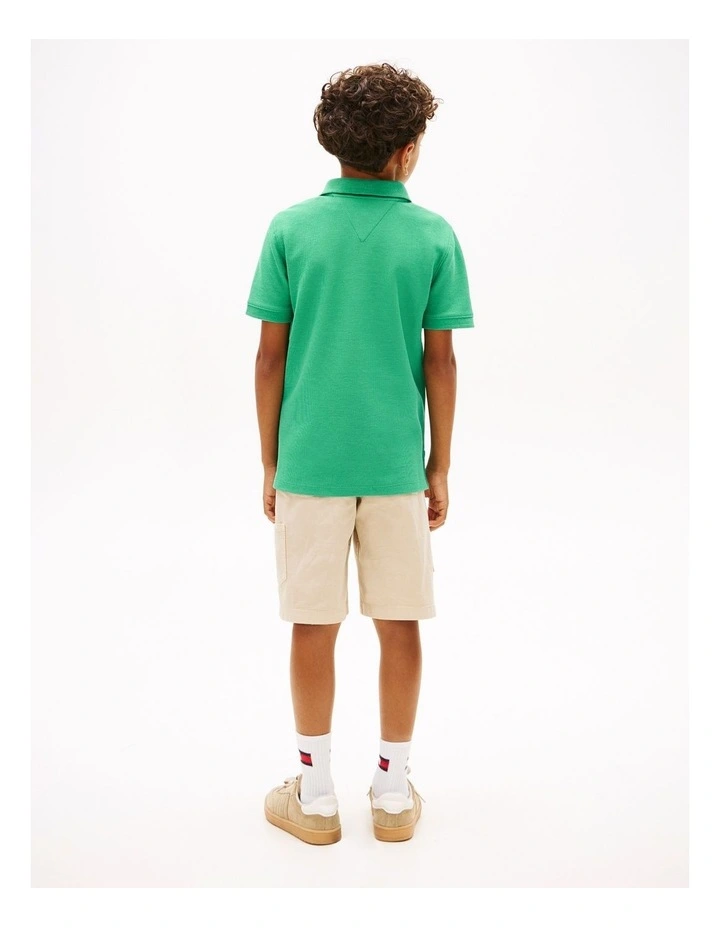 Boys Regular Fit Textured Polo Shirt (8-16 Years) in Green image 4