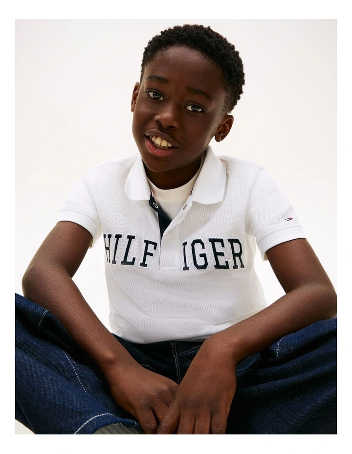 Boys Regular Fit Textured Polo Shirt (8-16 Years) in White image 2